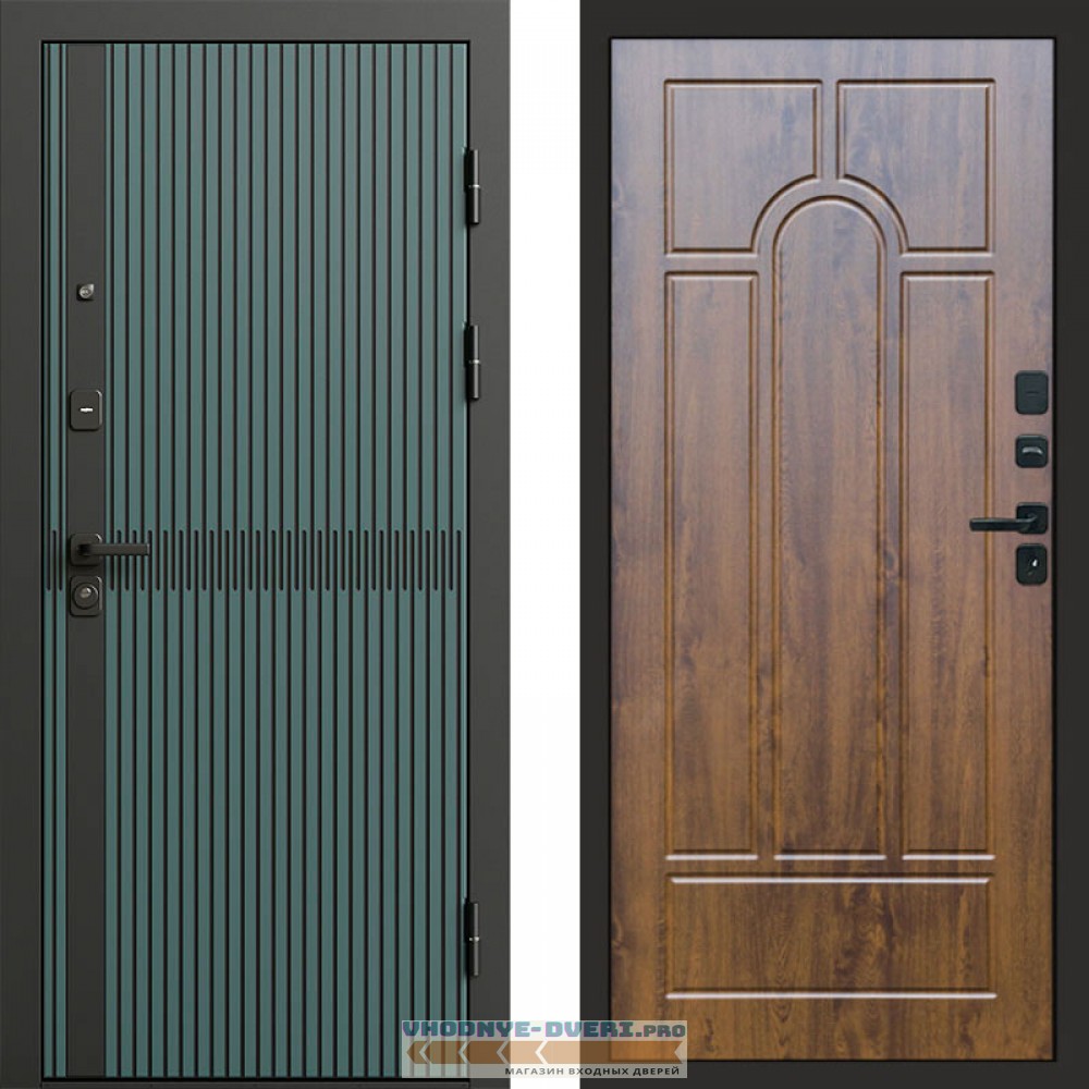 Входная дверь ГРАУНД Velutto Verde Бетон Арка дуб